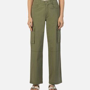 KUT from KLTOH Women's 12 Outdoor Olive Green Cotton Casual Wide Leg Cargo Pants